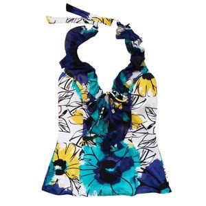 NEW Macy's bright floral tankini swim top with ruffles size 8